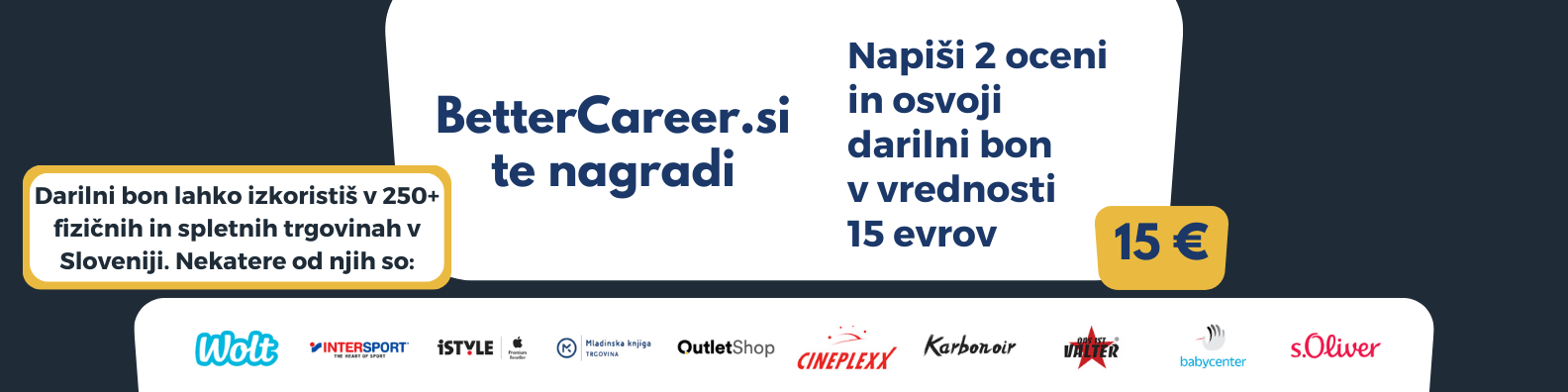 Napiši 2 oceni in osvoji darilni bon v vrednosti 15 evrov
